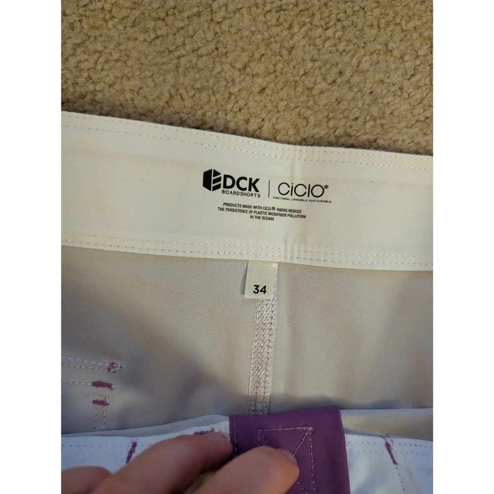 DCK Boardshorts NWT Elvis Purple Retro Stripe Mid Length Swim Trunks- Men's 34‎